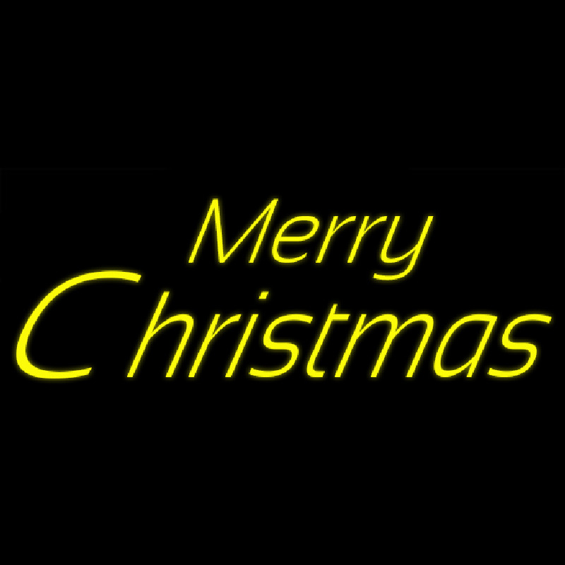 Yellow Cursive Merry Christmas Leuchtreklame