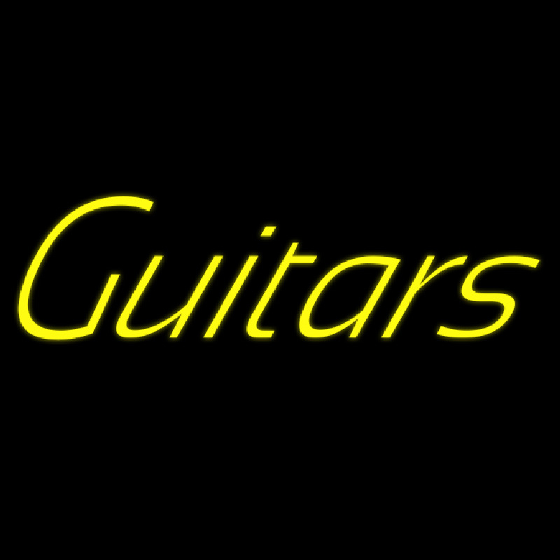 Yellow Guitars Cursive 1 Leuchtreklame