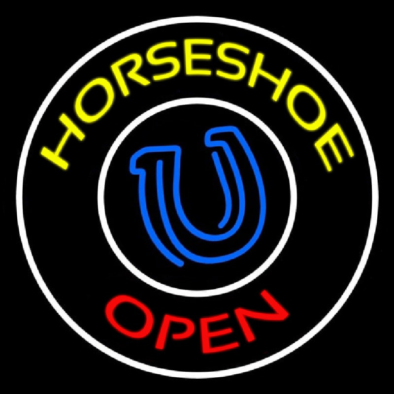 Yellow Horseshoe Open Leuchtreklame