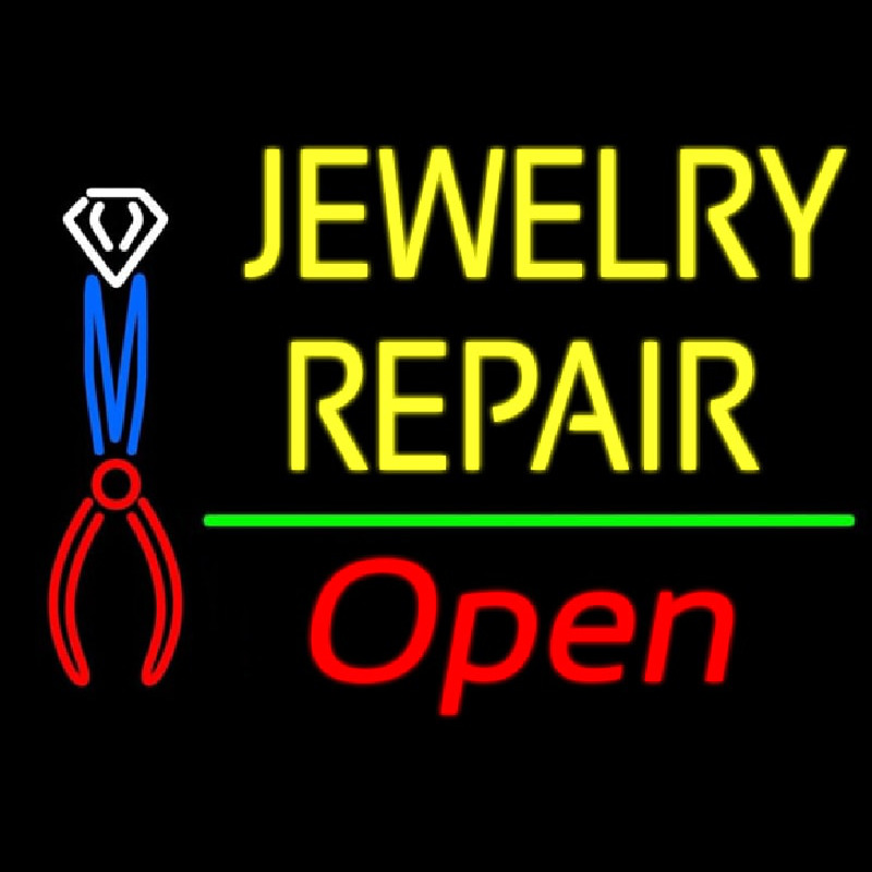 Yellow Jewelry Repair Red Open Block Leuchtreklame