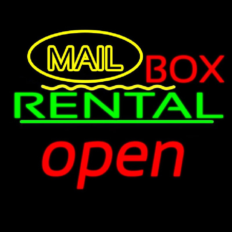 Yellow Mail Block Bo  Rental Open 3 Leuchtreklame