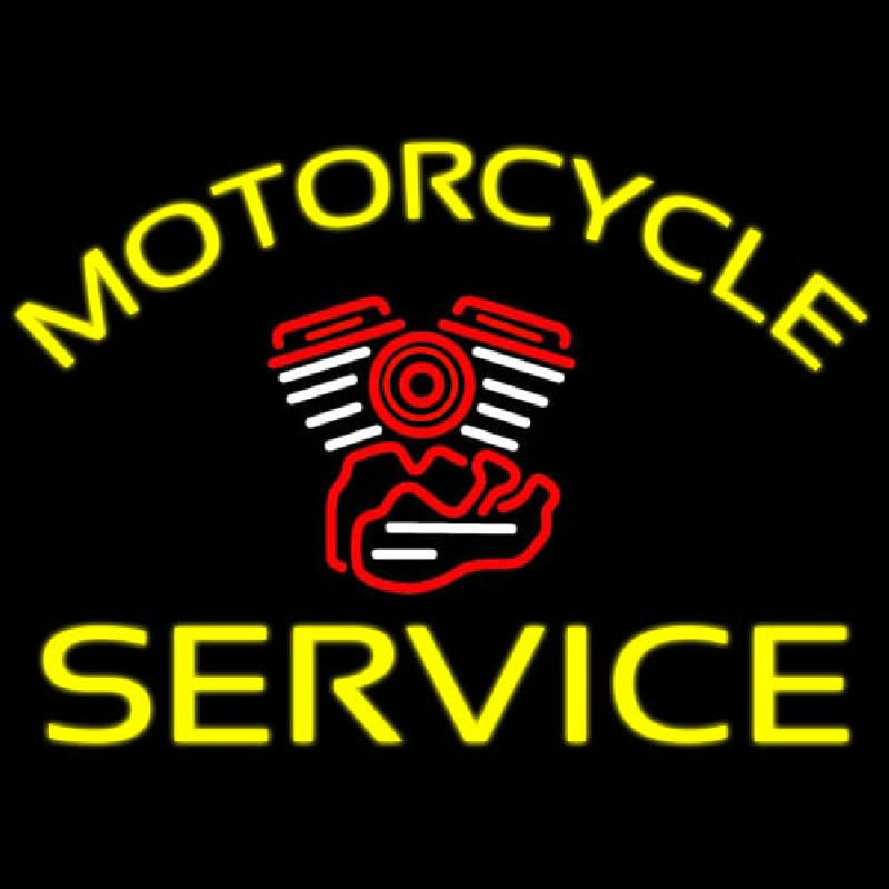 Yellow Motorcycle Service Leuchtreklame