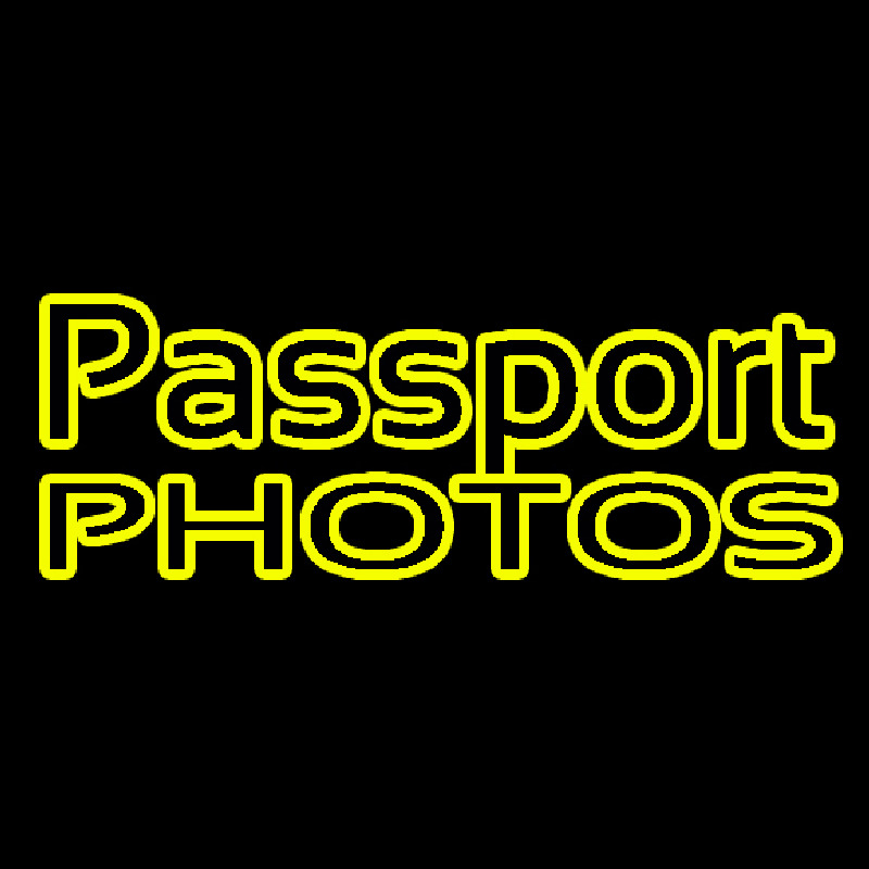 Yellow Passport Photos Block Leuchtreklame