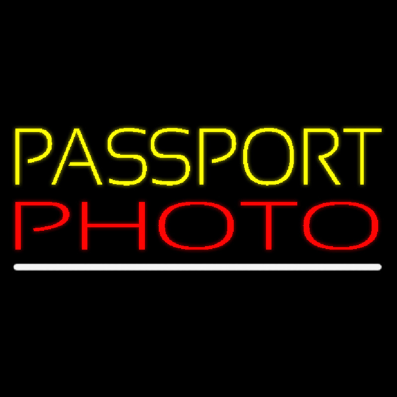 Yellow Passport Red Photo White Line Leuchtreklame