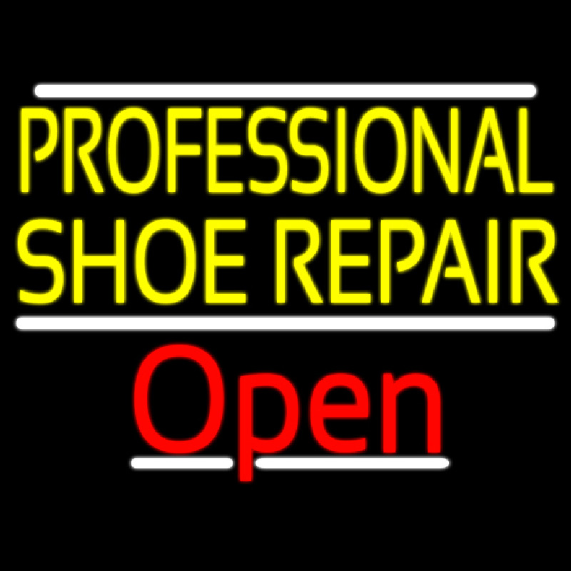 Yellow Professional Shoe Repair Open Leuchtreklame