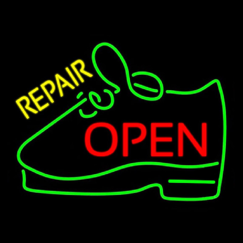 Yellow Repair Shoe Open Leuchtreklame