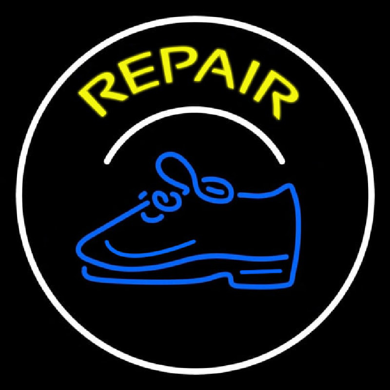 Yellow Repair Shoe With Border Leuchtreklame