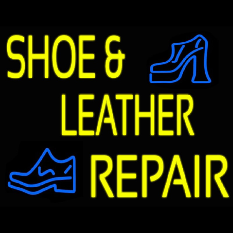 Yellow Shoe And Leather Repair Leuchtreklame