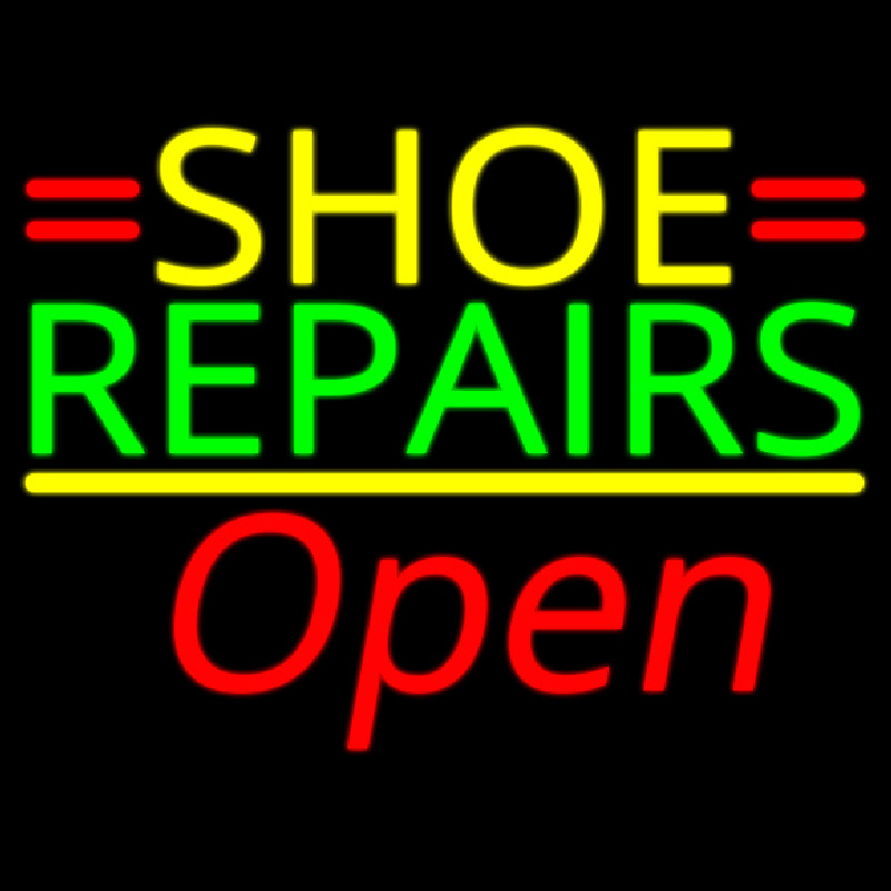 Yellow Shoe Green Repairs Open Leuchtreklame