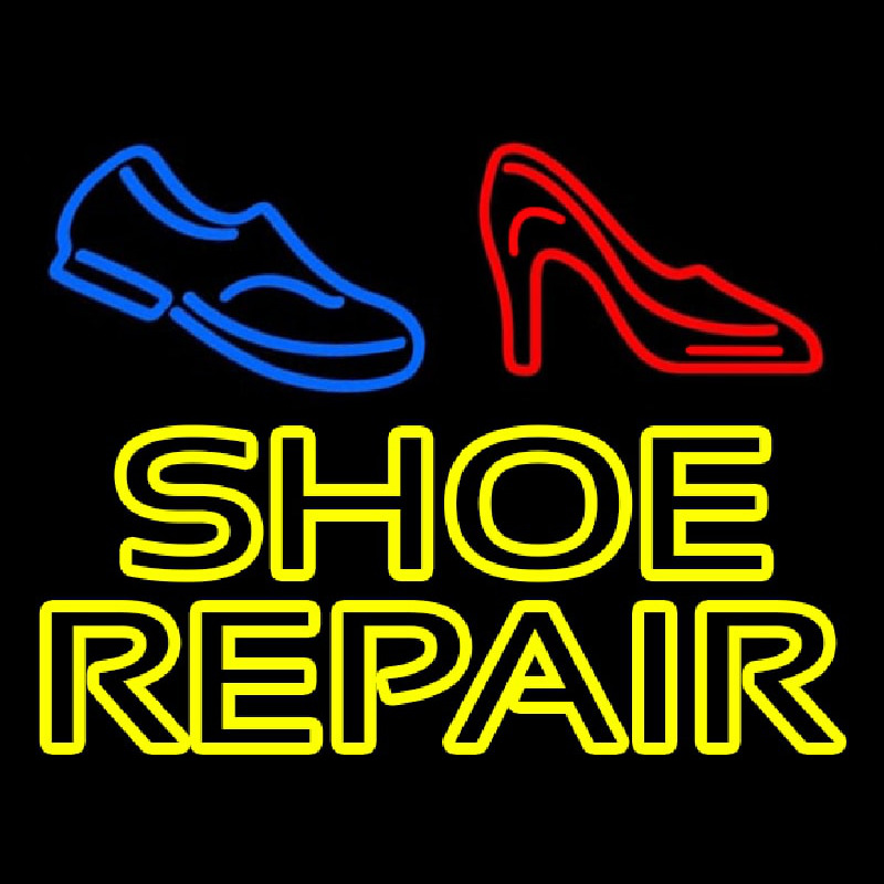 Yellow Shoe Repair With Sandal Shoe Leuchtreklame