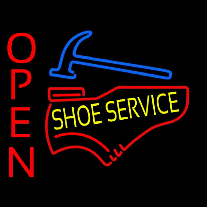 Yellow Shoe Service Open Leuchtreklame