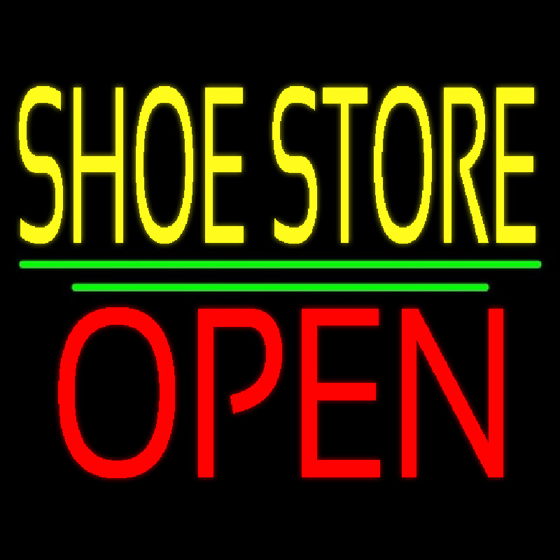 Yellow Shoe Store Open Leuchtreklame