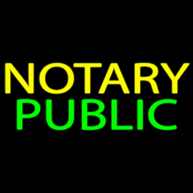 Yellow Green Notary Public Leuchtreklame