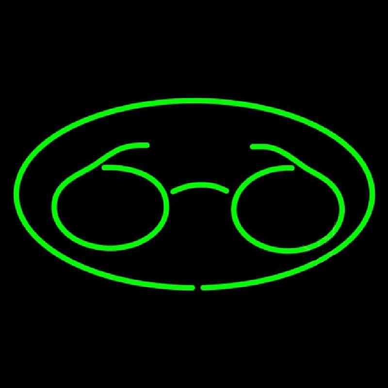 Glasses Logo Oval Green Leuchtreklame