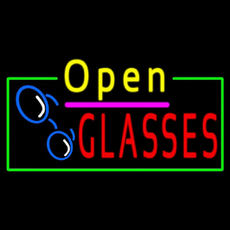 Yellow Open Glasses Logo Leuchtreklame