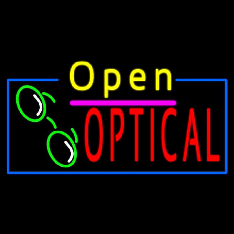 Yellow Open Red Optical Logo Leuchtreklame