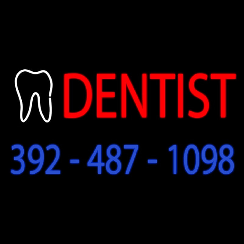 Red Dentist With Phone Number Leuchtreklame