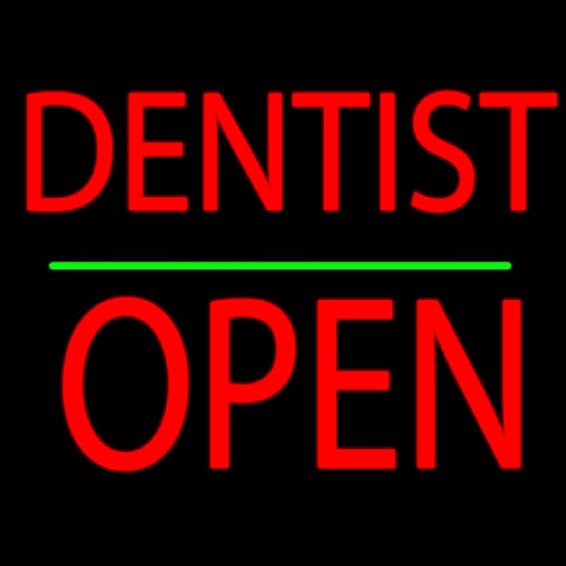 Dentist Block Open Green Line Leuchtreklame