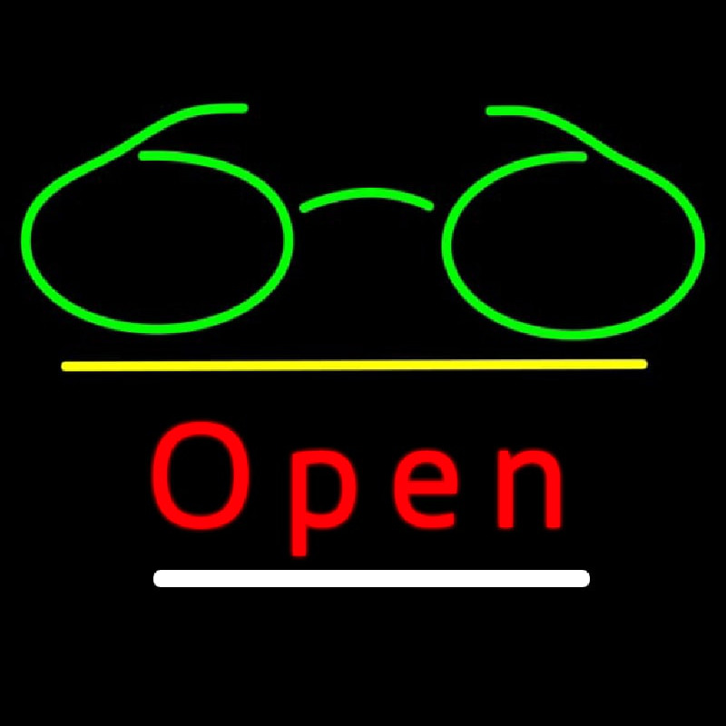 Glasses Logo Open Yellow Line Leuchtreklame