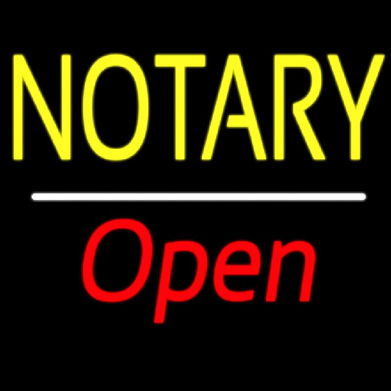 Notary Open White Line Leuchtreklame