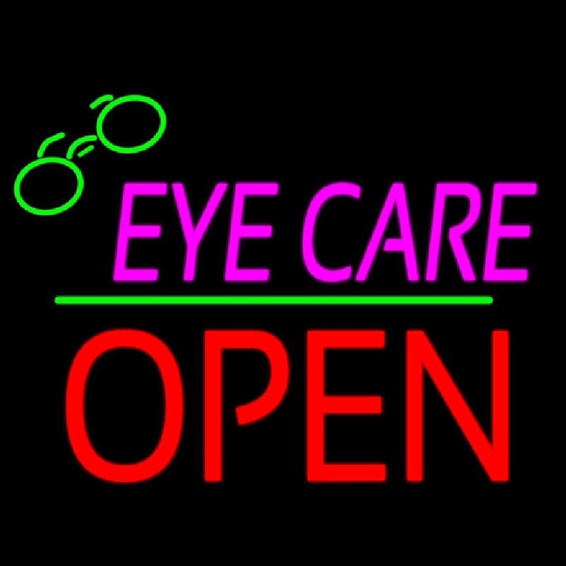 Pink Eye Care Logo Block Open Green Line Leuchtreklame