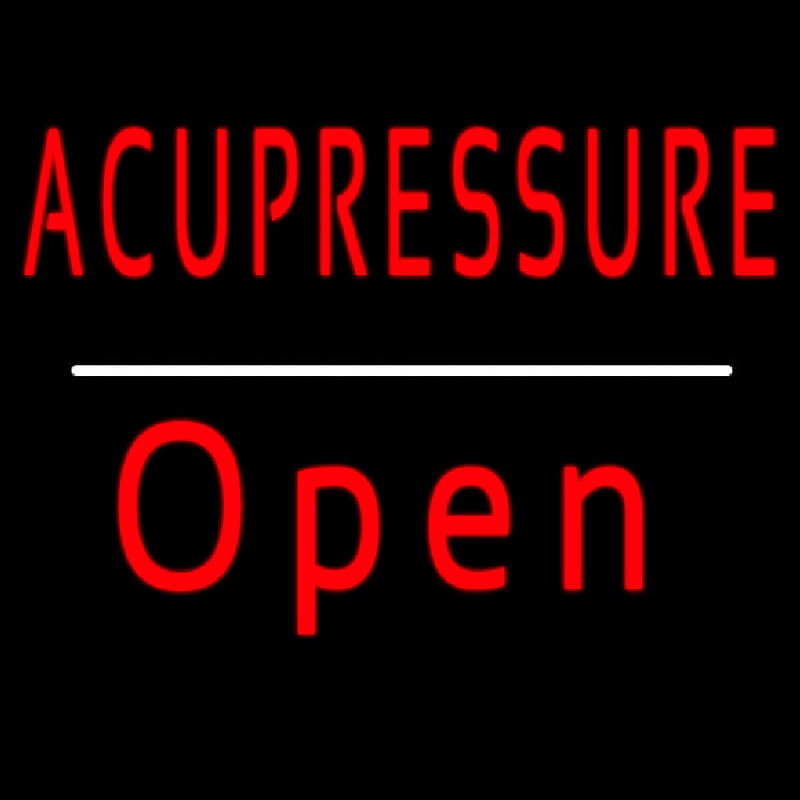 Red Acupressure Open White Line Leuchtreklame