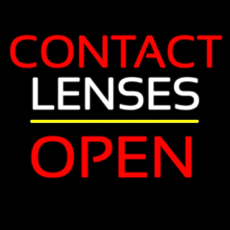 Contact Lenses Block Open Yellow Line Leuchtreklame