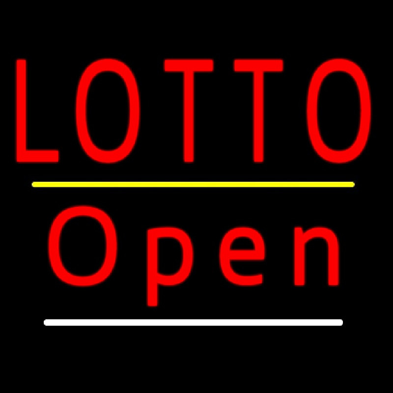 Red Lotto Yellow Line Open Leuchtreklame