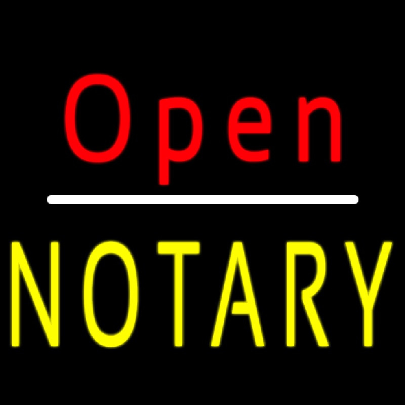 Red Open Yellow Notary Leuchtreklame