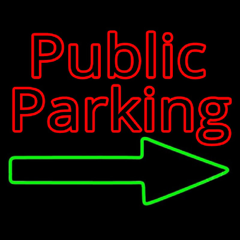 Red Public Parking With Arrow Leuchtreklame