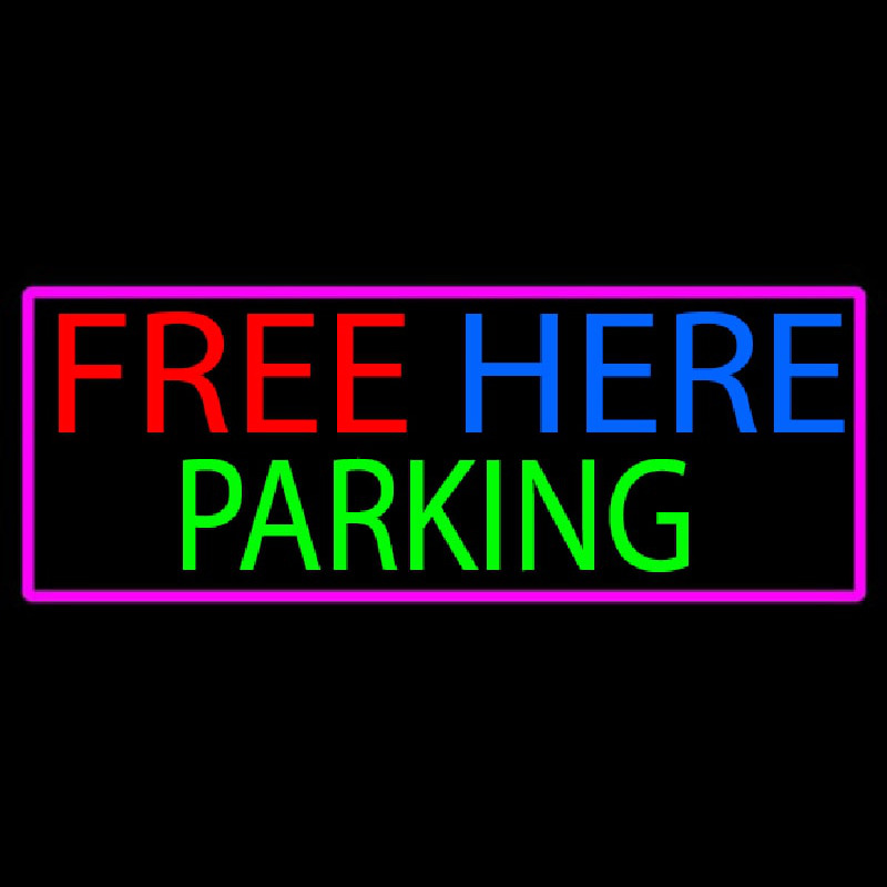 Free Here Parking With Pink Border Leuchtreklame