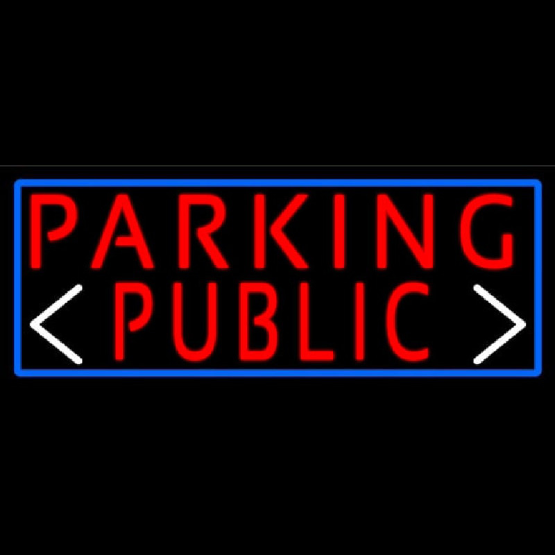 Red Public Parking And Arrow With Blue Border Leuchtreklame