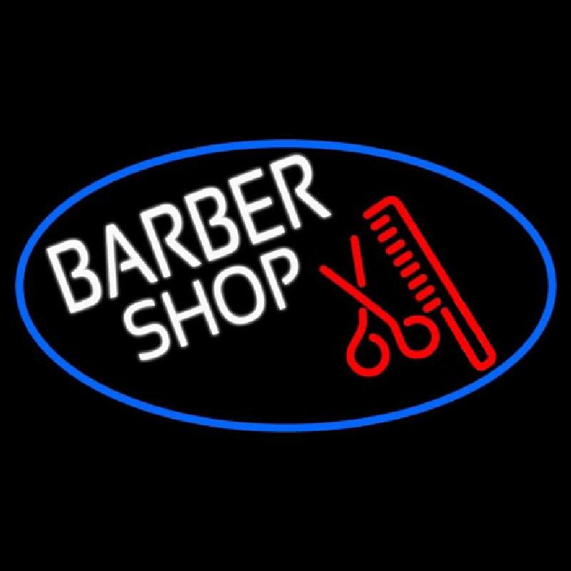 Round Barber Shop Logo Leuchtreklame