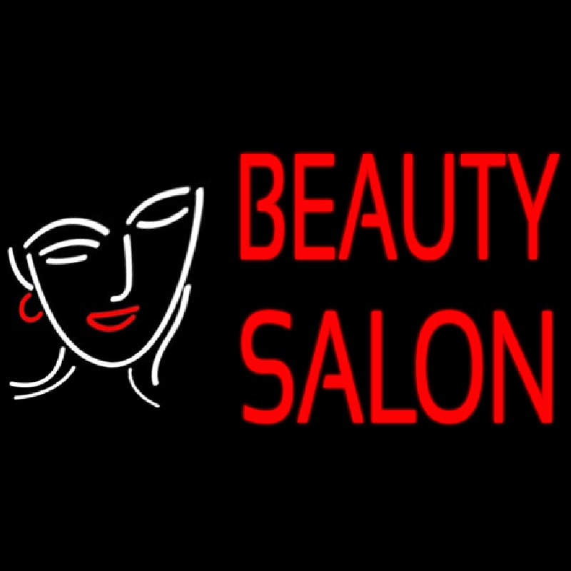 Red Beauty Salon With Girl Leuchtreklame