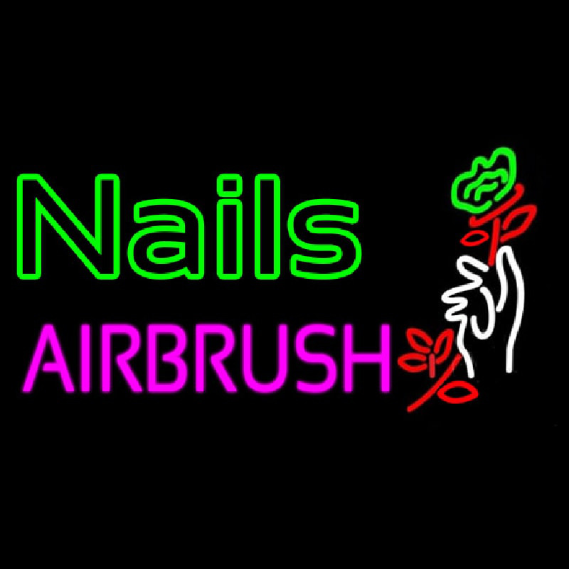 Nails Airbrush With Flower Leuchtreklame