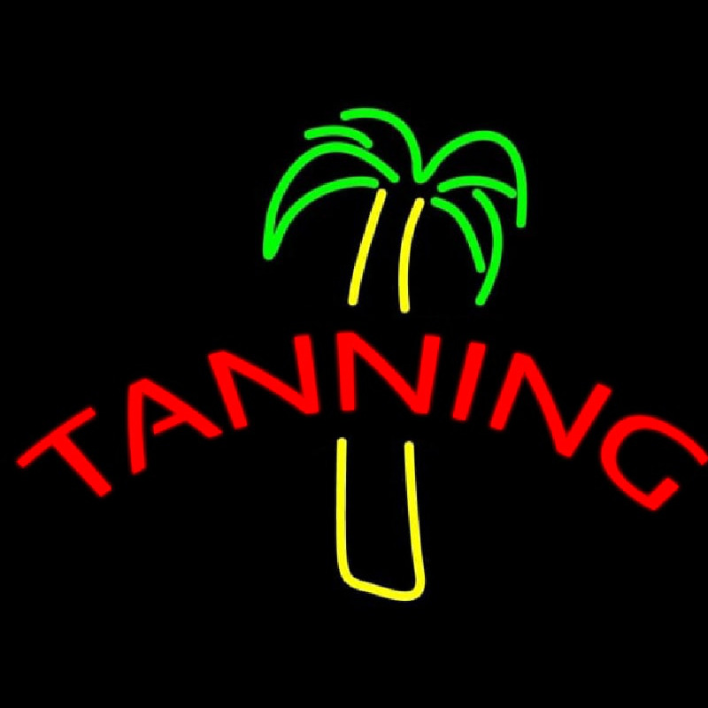 Tanning With Palm Tree Leuchtreklame