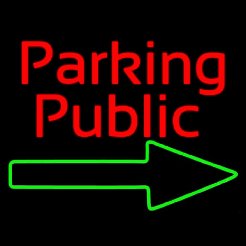 Red Public Parking With Arrow Leuchtreklame