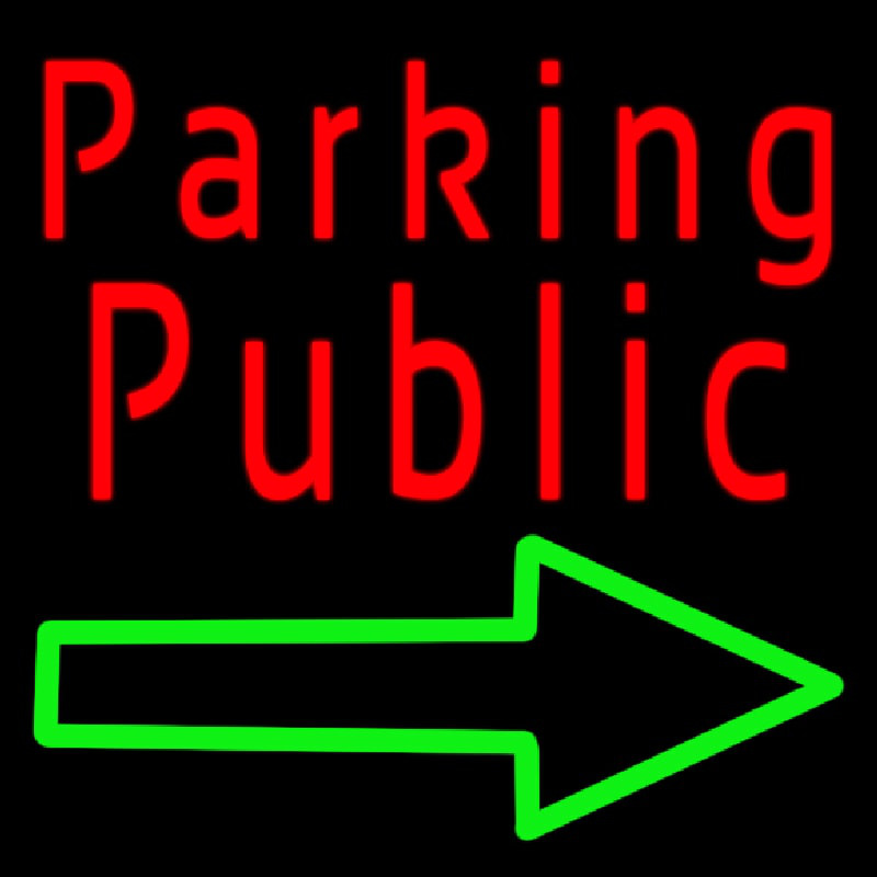 Red Public Parking With Arrow Leuchtreklame