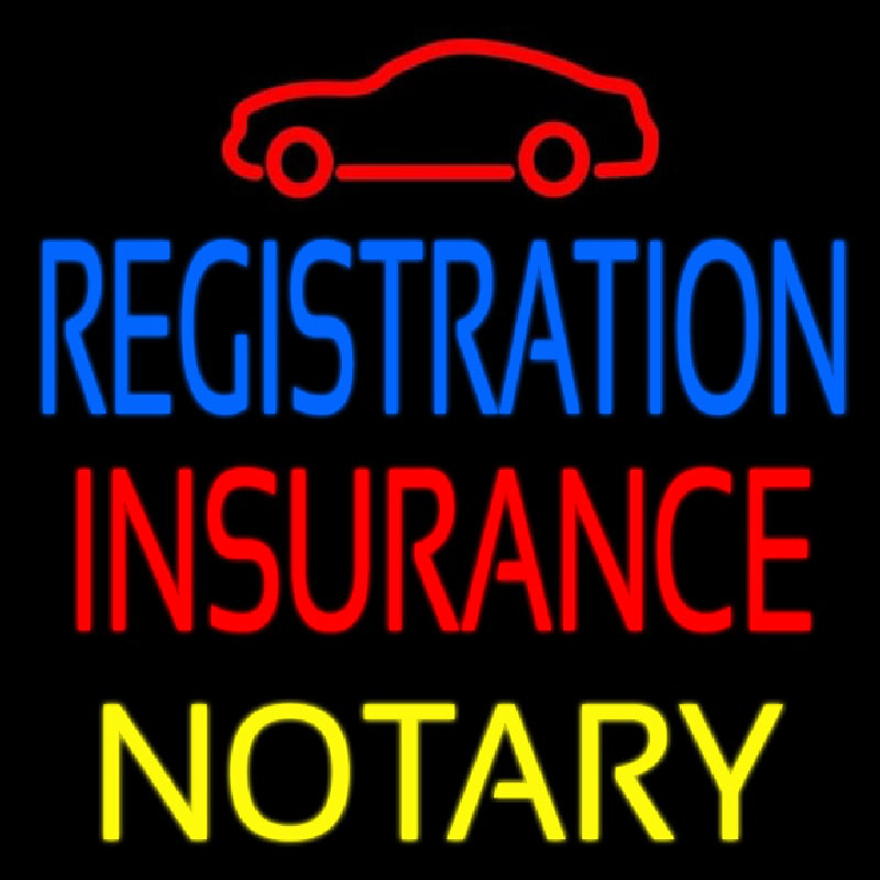 Registration Insurance Notary With Car Logo Leuchtreklame