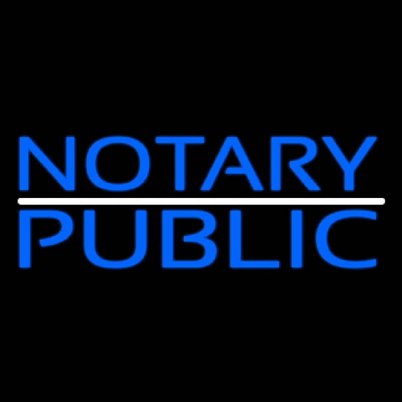 Blue Notary Public With White Line Leuchtreklame