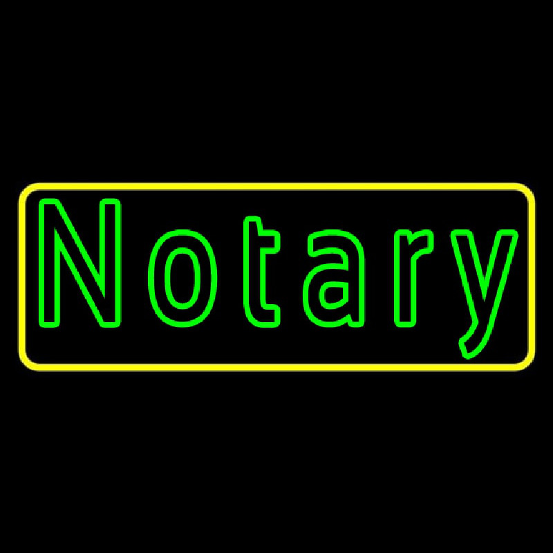 Green Notary Yellow Border Leuchtreklame