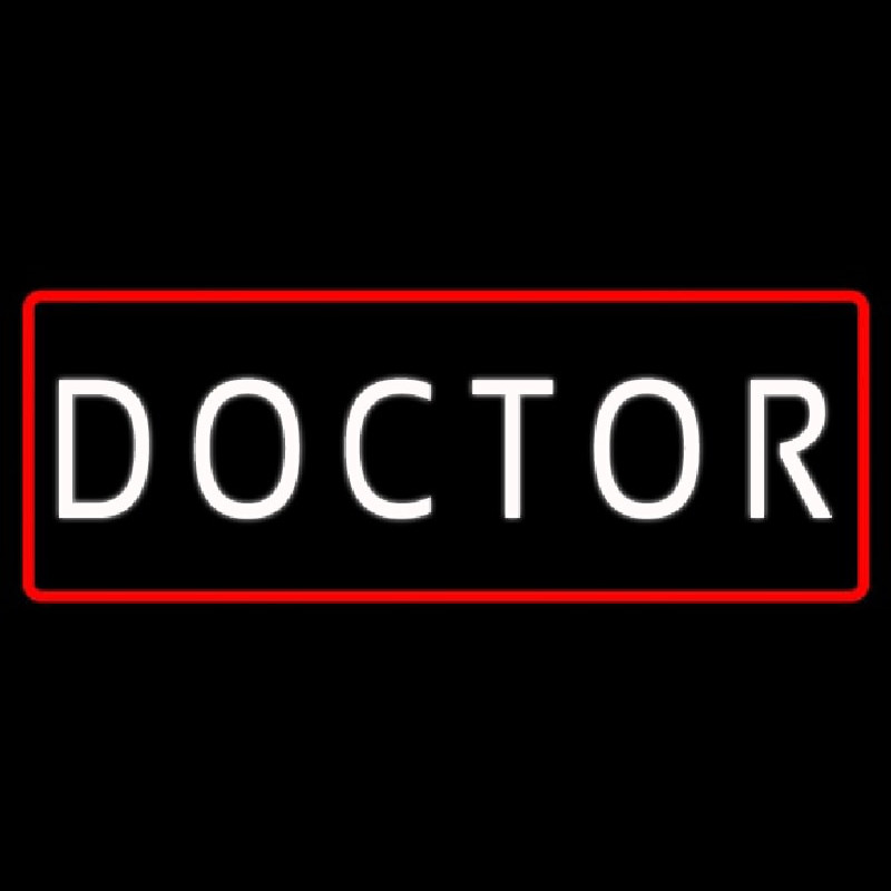 White Doctor Red Border Leuchtreklame