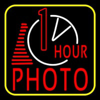 1 Hour Photo With Clock Icon Leuchtreklame