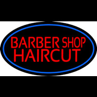 Barbershop Haircut With Blue Border Leuchtreklame