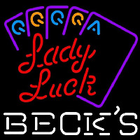 Becks Poker Lady Luck Series Beer Sign Leuchtreklame