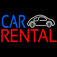 Blue Car Red Rental With Logo Leuchtreklame