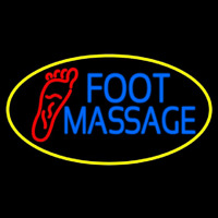 Blue Foot Massage With Yellow Oval Leuchtreklame