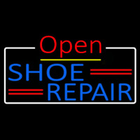 Blue Shoe Repair Open With Border Leuchtreklame