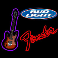 Bud Light Fender Red Guitar Beer Sign Leuchtreklame