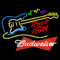 Budweiser Red Rock N Roll Yellow Guitar Beer Sign Leuchtreklame